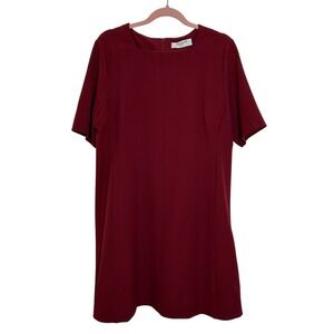 MM. LaFleur Short Sleeve Shift Dress‎ Size +1 (1X) Burgundy Red Office Career
